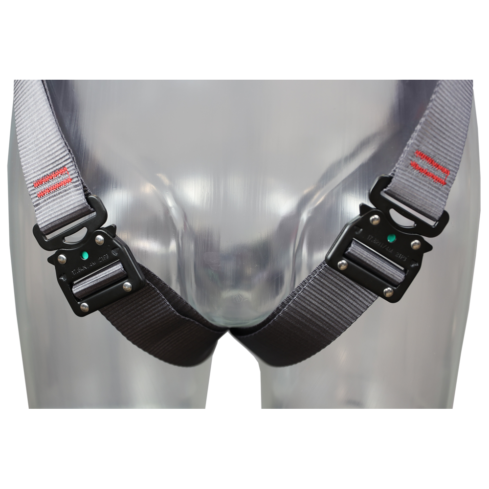 Leg straps on harness