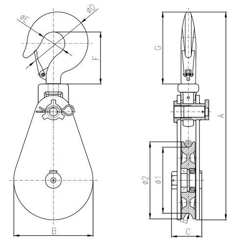 Snatch Block POWERTEX PSBH-S2 drawing